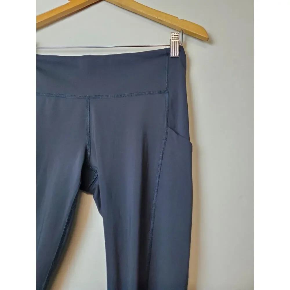 Athleta 7/8 Tight‎ Leggings Medium Black Pockets Ankle Zippers Vented Womens